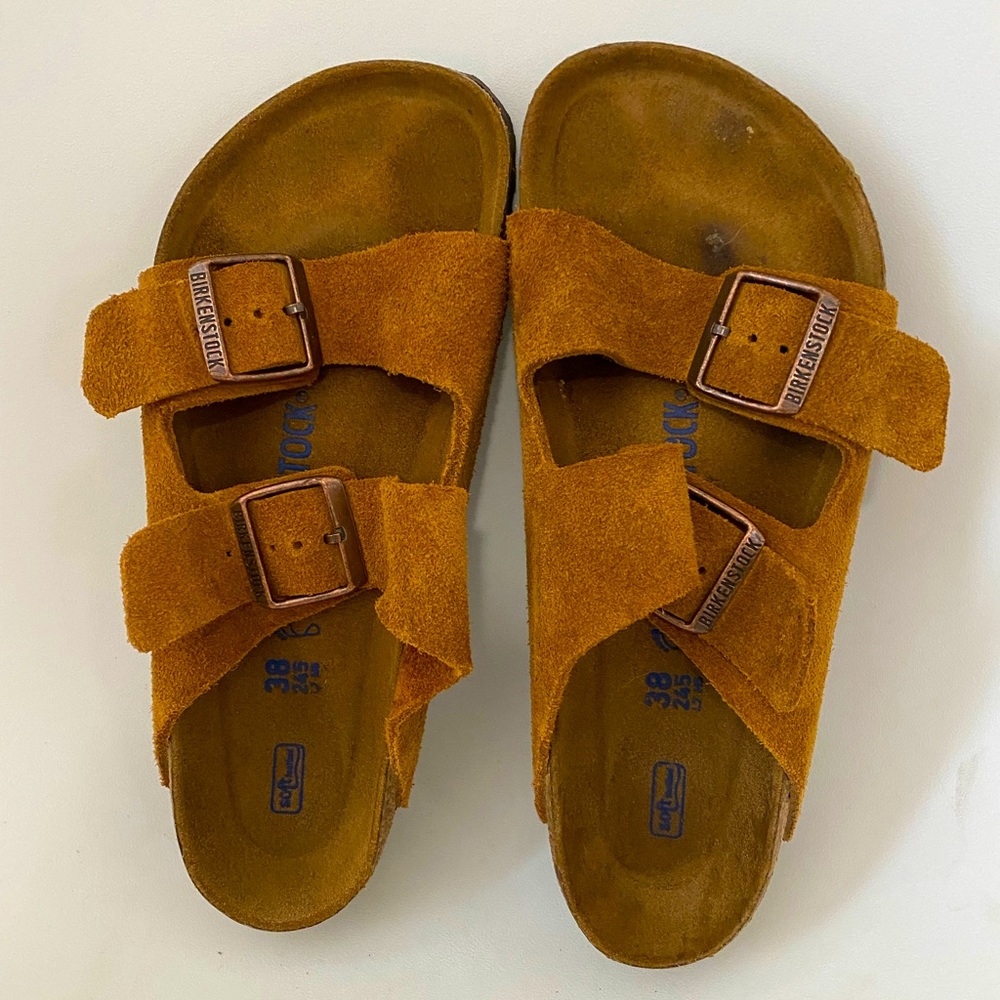 Tan suede womens Birkenstocks size 38